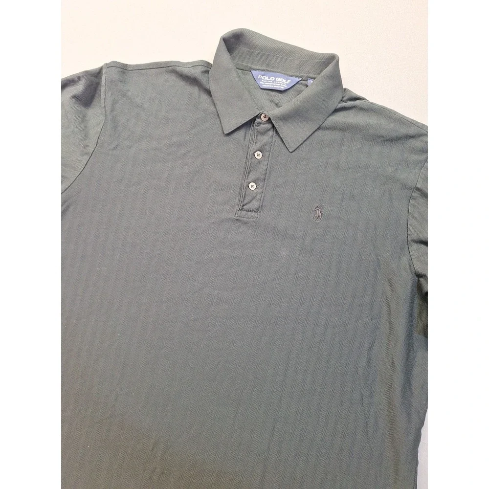 Polo Golf Ralph Lauren Shirt Mens XL Black Herringbone Preppy  County Club Pony‎